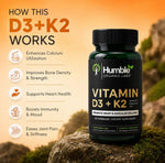 Humble Organic Labs Vitamin D3 + K2 – 60 Capsules